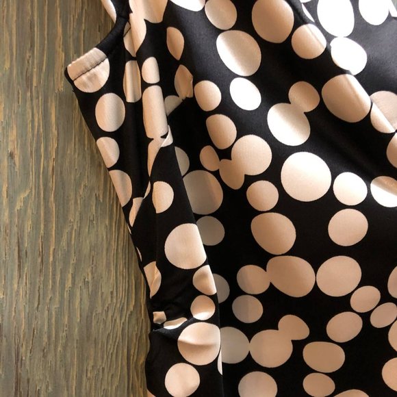 Maggy London Satin Polka Dot MIDI Dress Black and White Size 8 - Picture 2 of 16